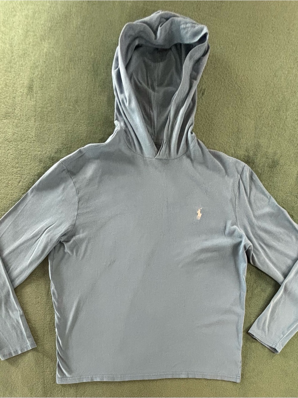 Ralph Lauren Men’s Dusty Blue Hooded Long-Sleeve tee Shirt, size:L (6541)